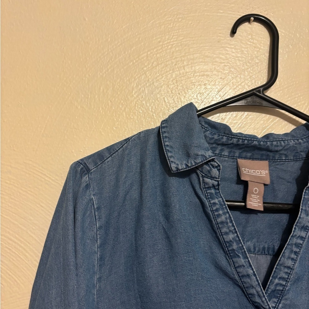 Chico's Dark Blue Denim Shirt - Picture 6 of 8
